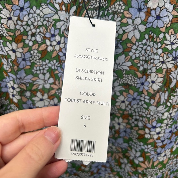 Veronica Beard Shilpa Floral Asymmetric Silk Skirt in Forest Army Multi - Picture 10 of 10